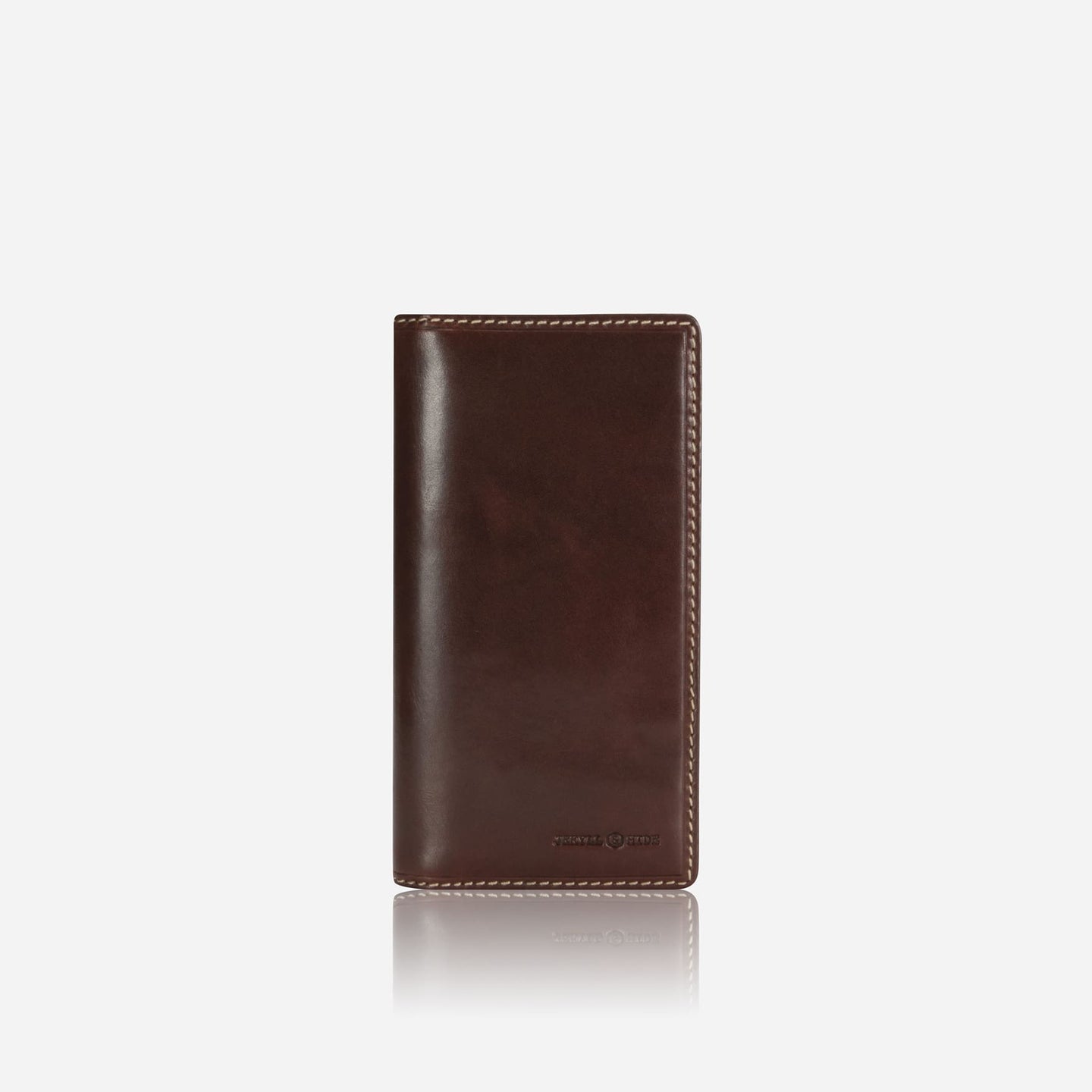 Jekyll and Hide - Large Travel And Mobile Wallet - Tan | Mocha | Black in dark brown leather with sleek design.