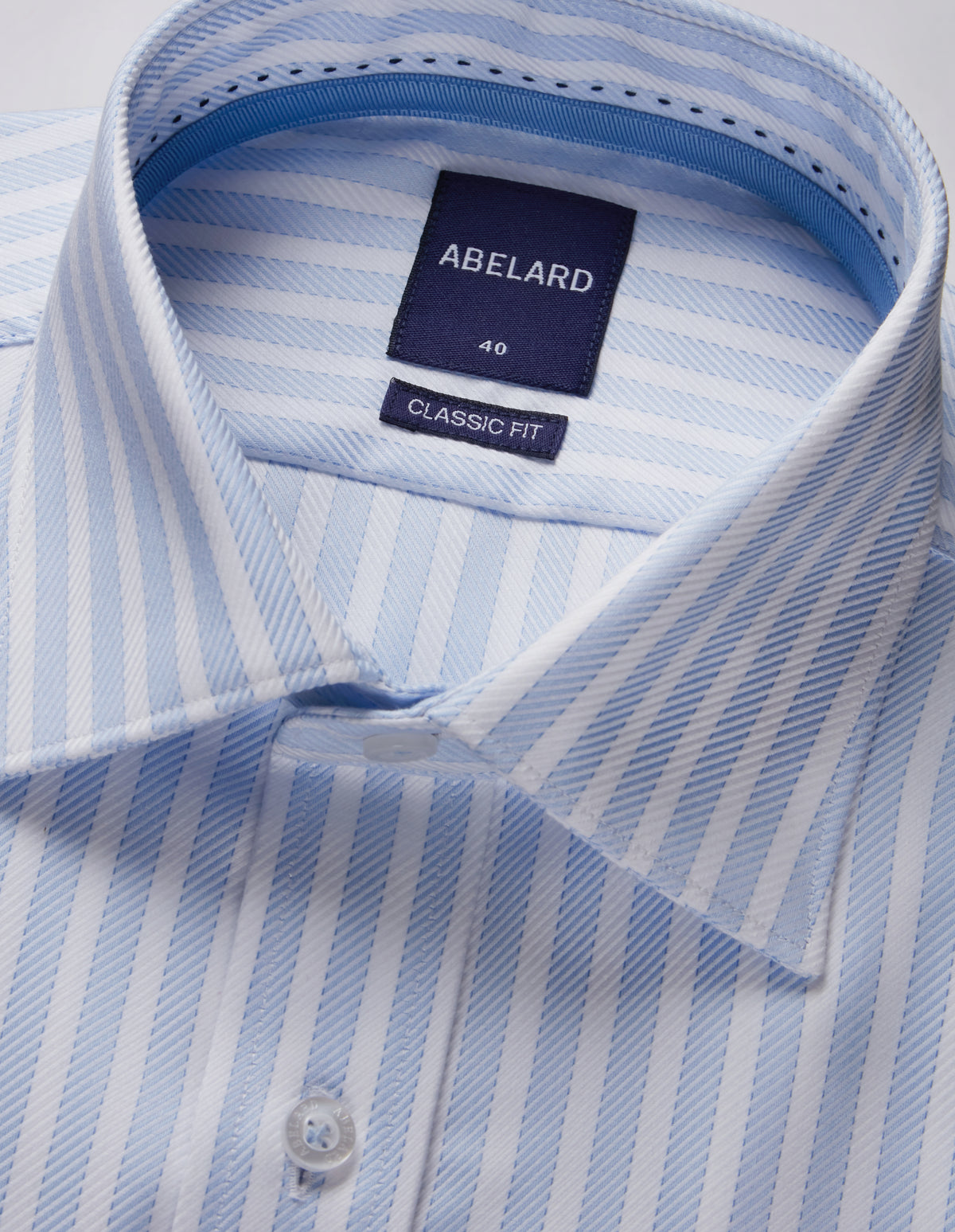 Abelard - Long Sleeve Business Shirt - Oxford - Stripe - Sky Blue & White