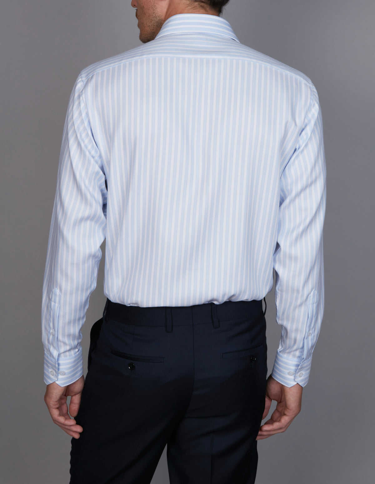 Abelard - Long Sleeve Business Shirt - Oxford - Stripe - Sky Blue & White