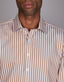 Abelard Long Sleeve Business Shirt - Striped - Camel & White, Brown, Tan