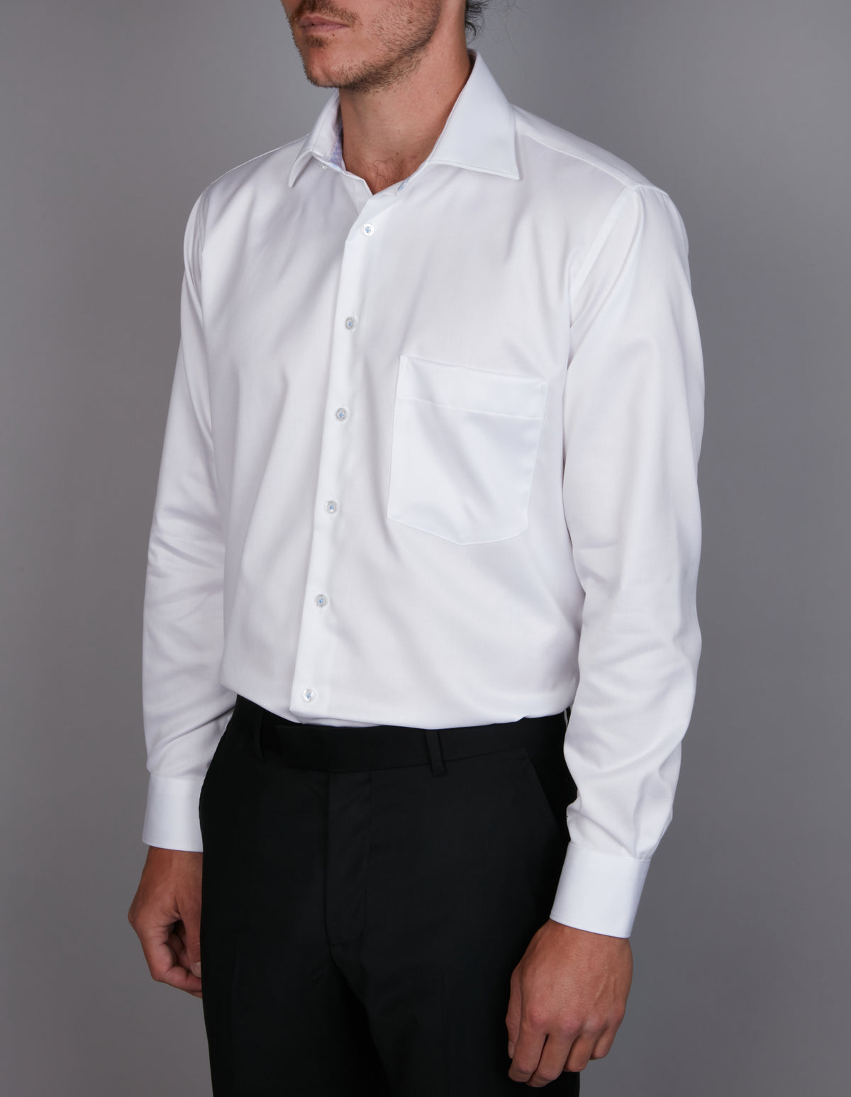 Abelard - Long Sleeve Business Shirt - Textured - White