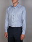 Long Sleeve Business Shirt - Blue with Chocolate & White Thread