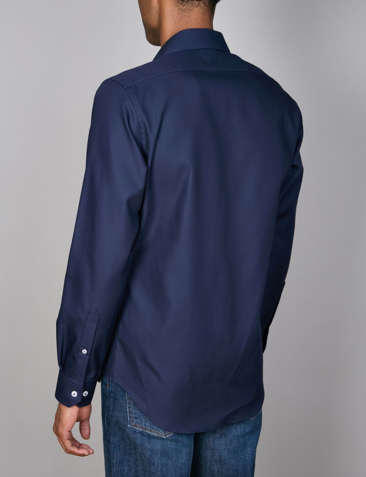 Abelard - Long Sleeve Sports Shirt - Textured - Navy