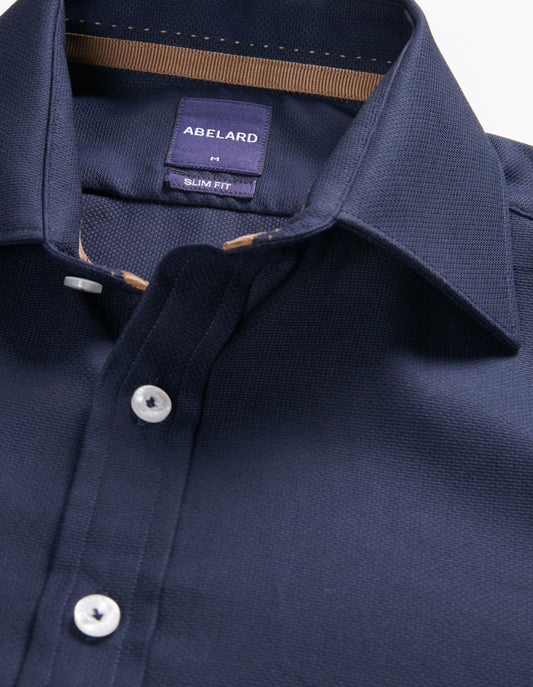 Abelard - Long Sleeve Sports Shirt - Textured - Navy