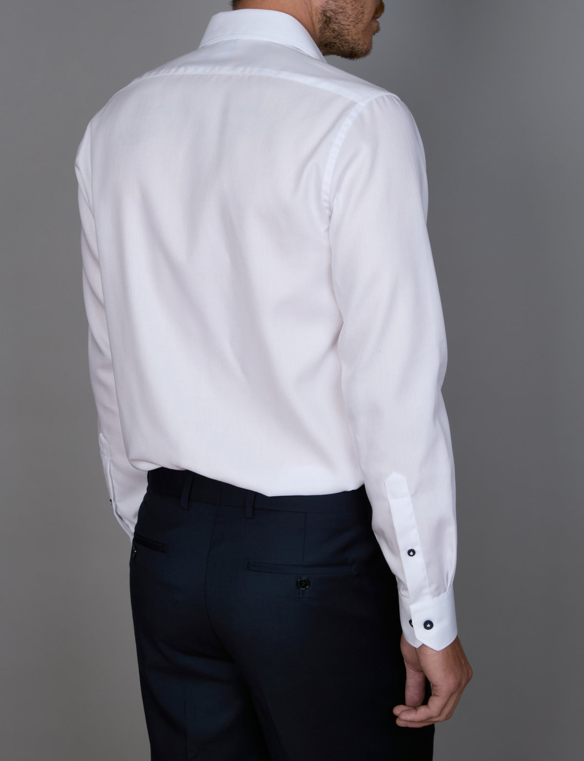 Abelard - Long Sleeve Business Shirt - Micro Check Dobby - White