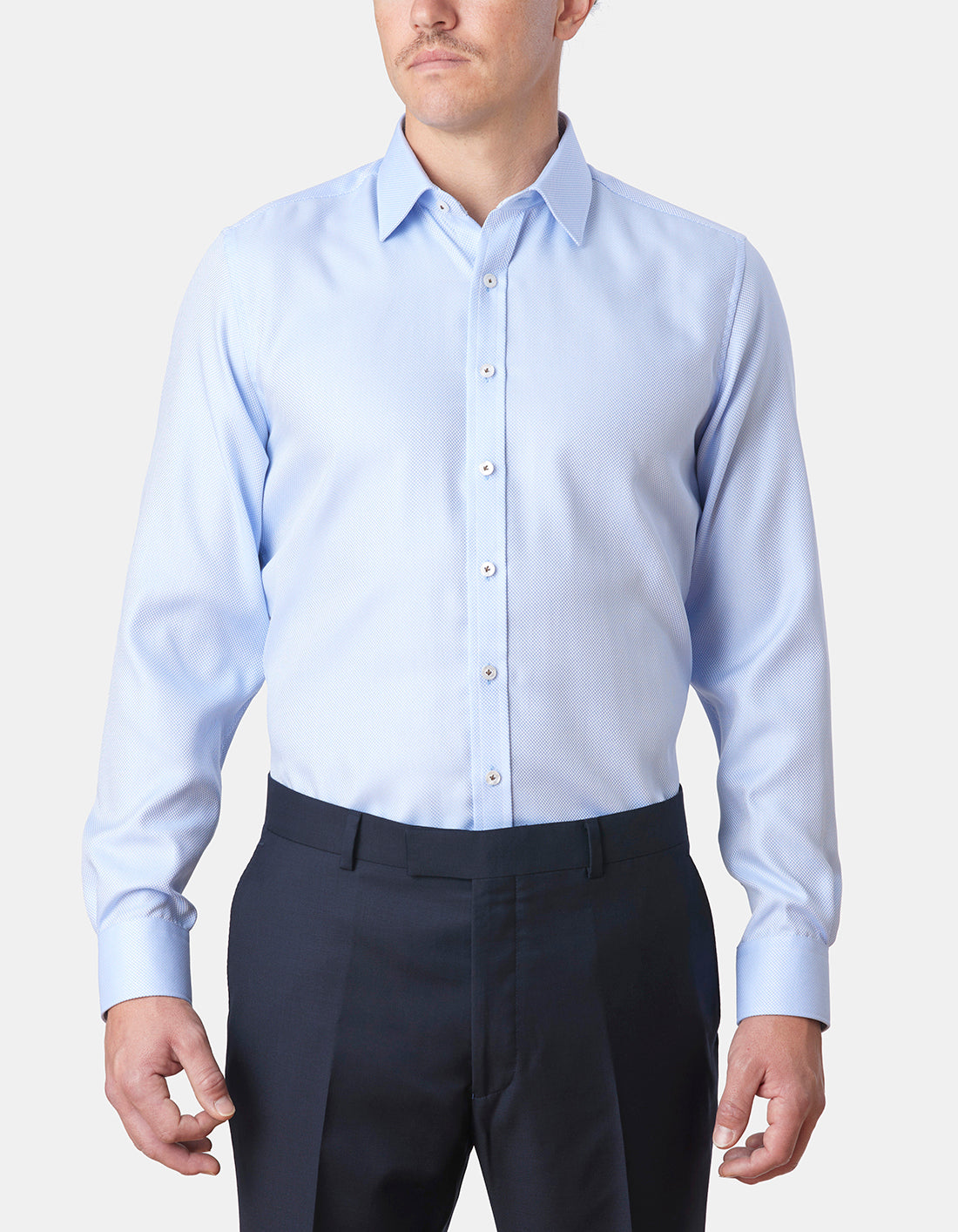 Abelard - Long Sleeve Business Shirt - Patterned - Sky Blue