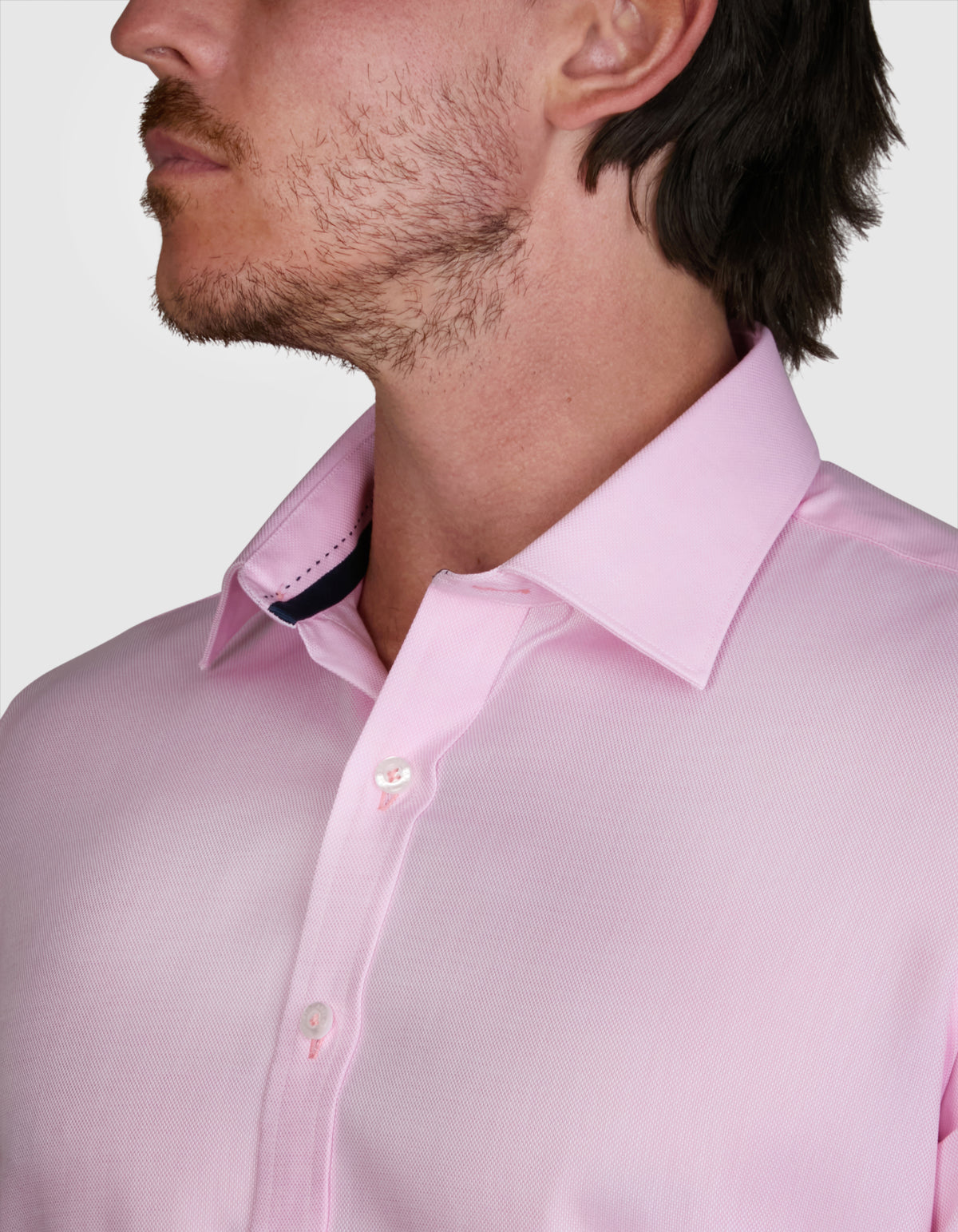 Abelard - Long Sleeve Business Shirt - Textured - Pink