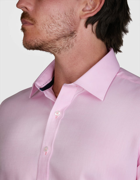 Abelard - Long Sleeve Business Shirt - Textured - Pink