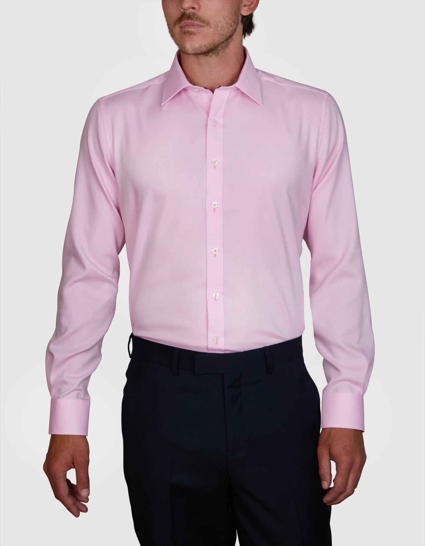 Abelard - Long Sleeve Business Shirt - Textured - Pink