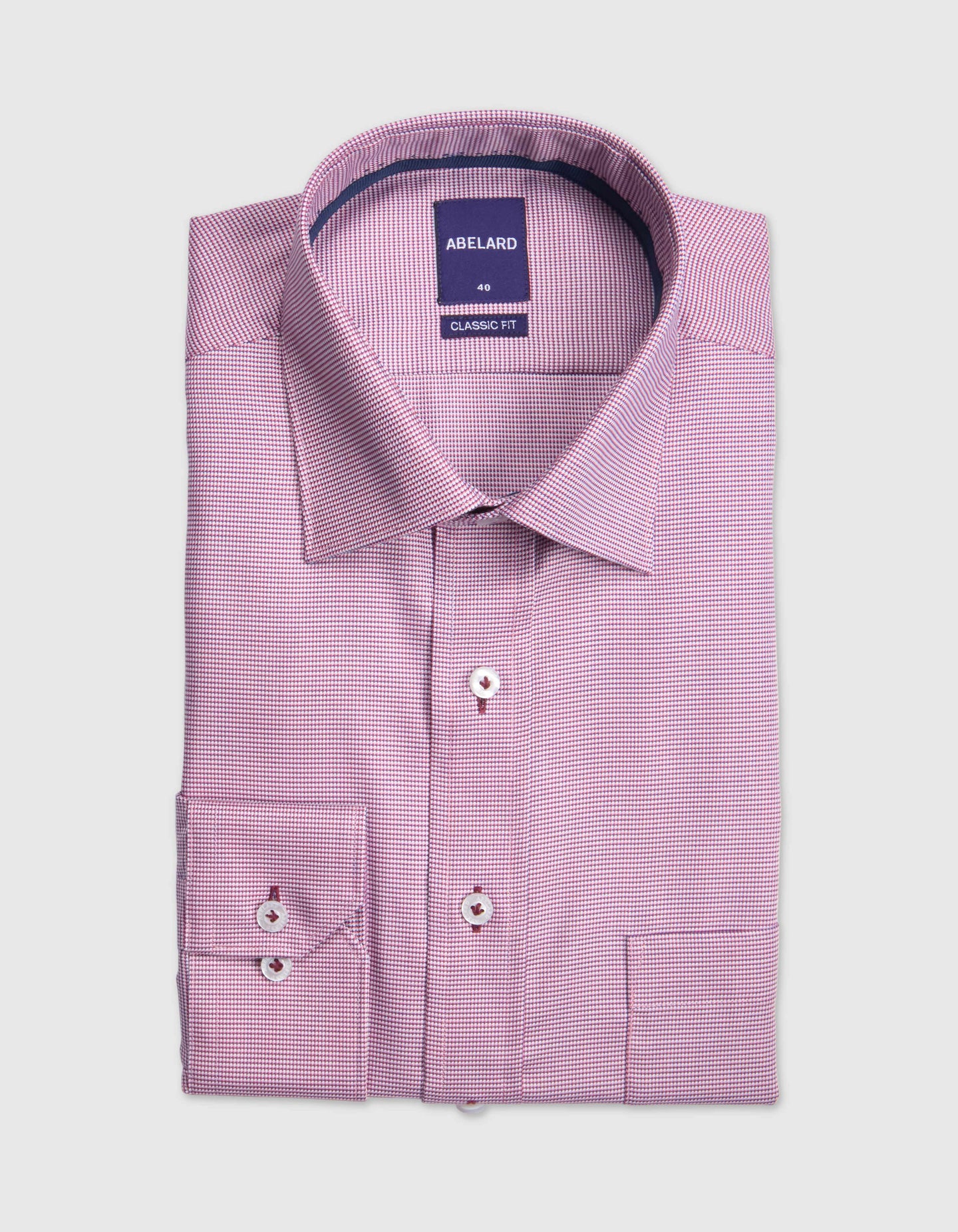 Abelard - Long Sleeve Business Shirt - Micro Check - Fushia