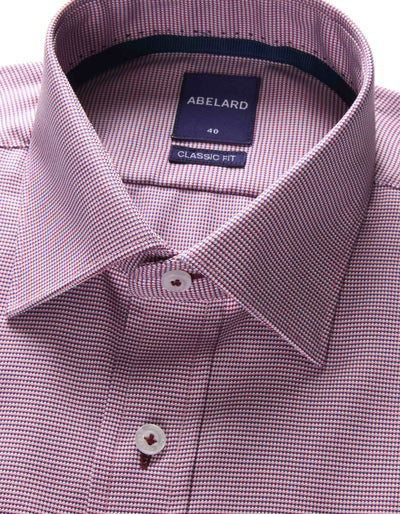Abelard - Long Sleeve Business Shirt - Micro Check - Fushia