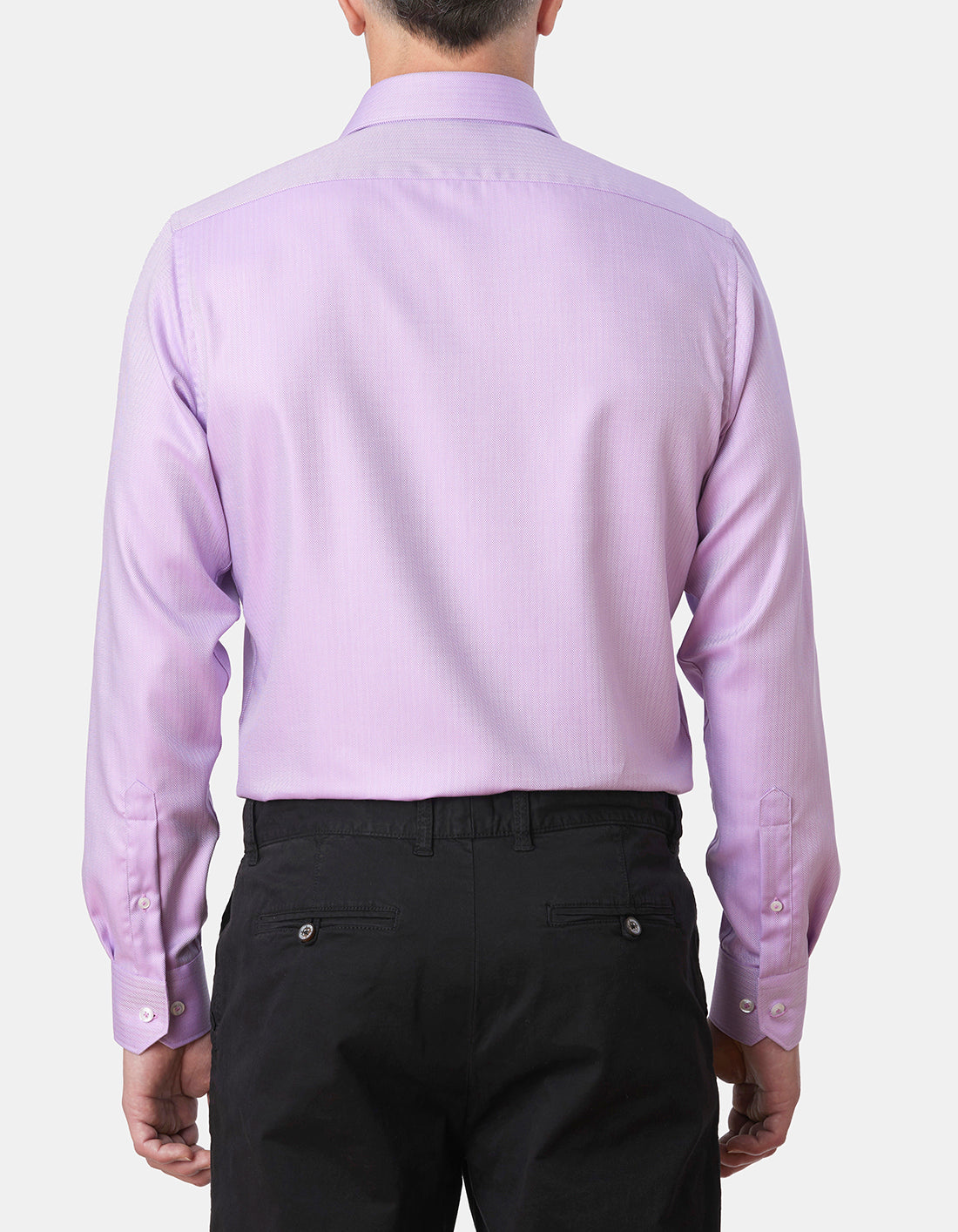 Abelard - Long Sleeve Business Shirt - Herringbone - Lilac