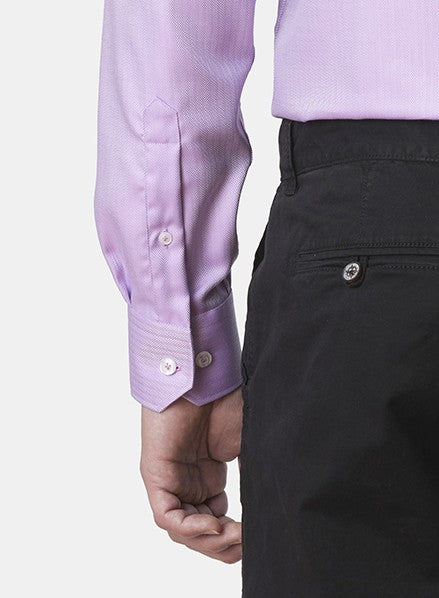 Abelard - Long Sleeve Business Shirt - Herringbone - Lilac