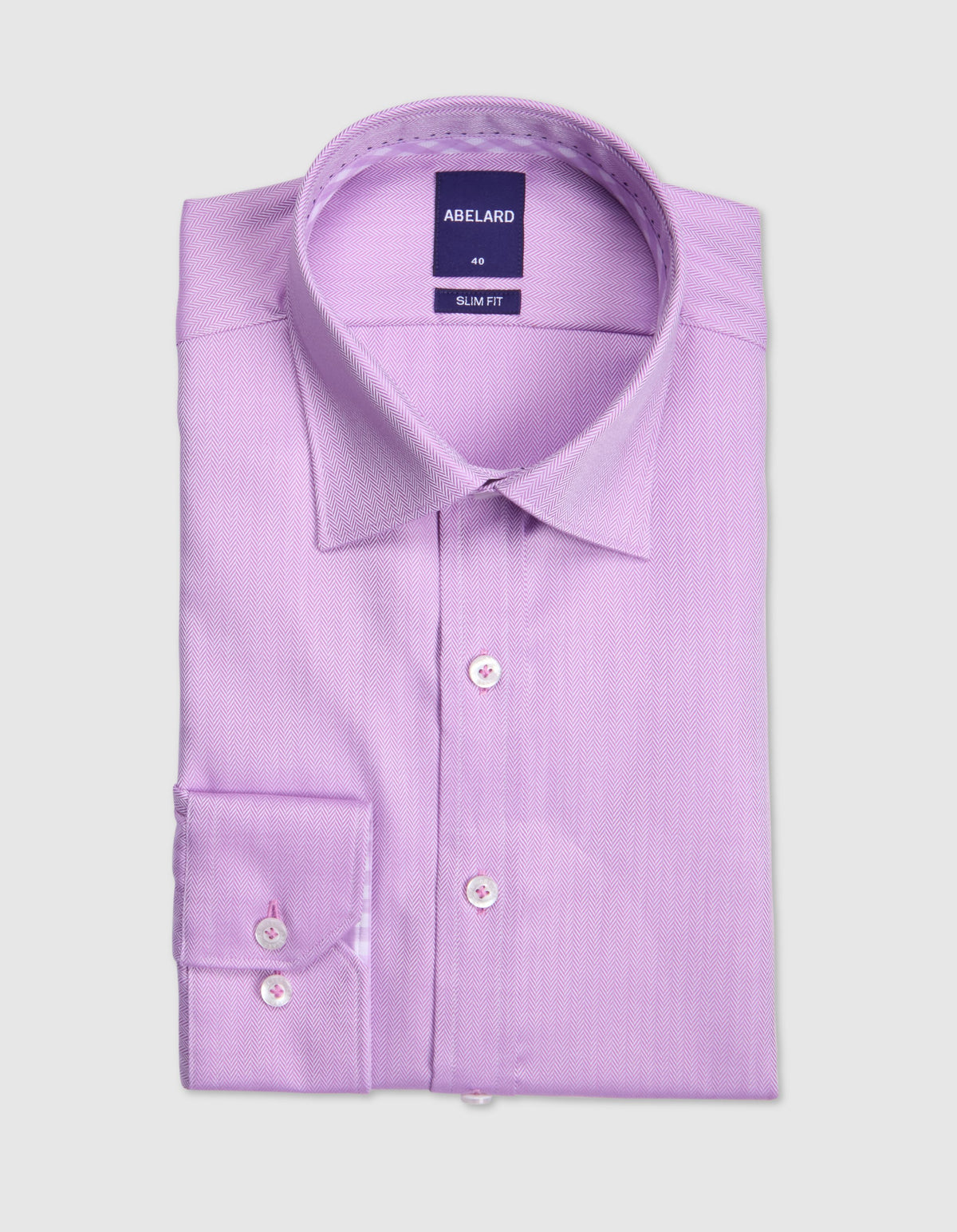 Abelard - Long Sleeve Business Shirt - Herringbone - Lilac