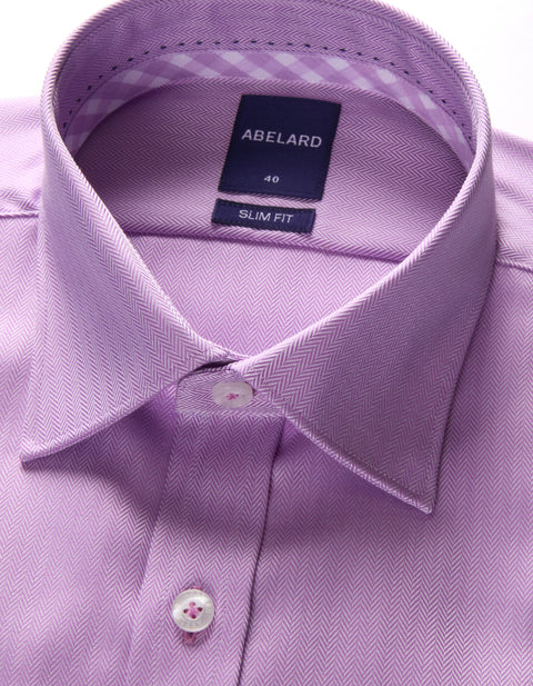 Abelard - Long Sleeve Business Shirt - Herringbone - Lilac