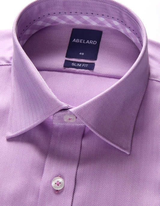 Abelard - Long Sleeve Business Shirt - Herringbone - Lilac