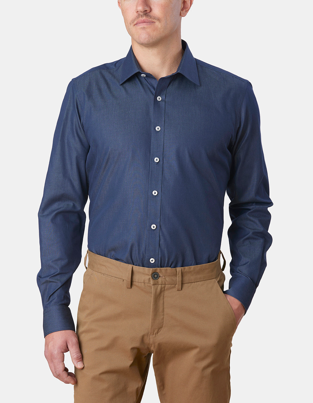 Abelard - Long Sleeve Business Shirt - Denim Blue