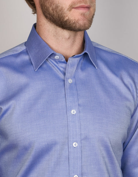 Abelard - Long Sleeve Business Shirt - Textured - Stretch - Royal