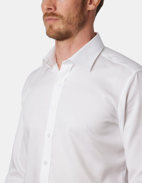 Abelard - Long Sleeve Business Shirt - Textured - White