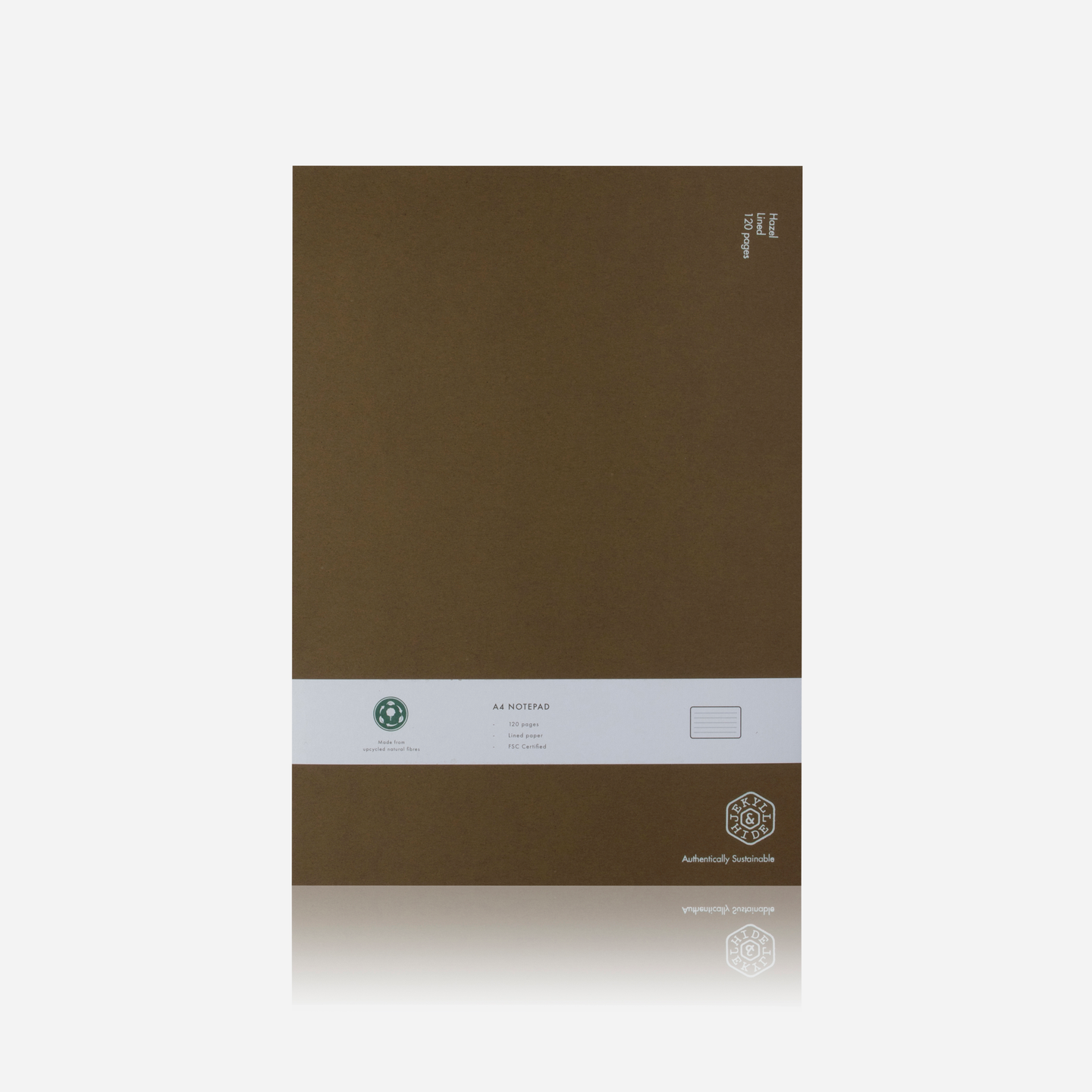 Jekyll and Hide - A4 Notebook 120 Pages - Hazel | Cotton | Navy - eco-friendly notebook made from upcycled materials.