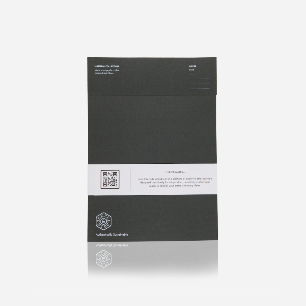 Jekyll and Hide - A4 Notebook 120 Pages - Hazel | Cotton | Navy, showcasing sustainably sourced paper design and features.