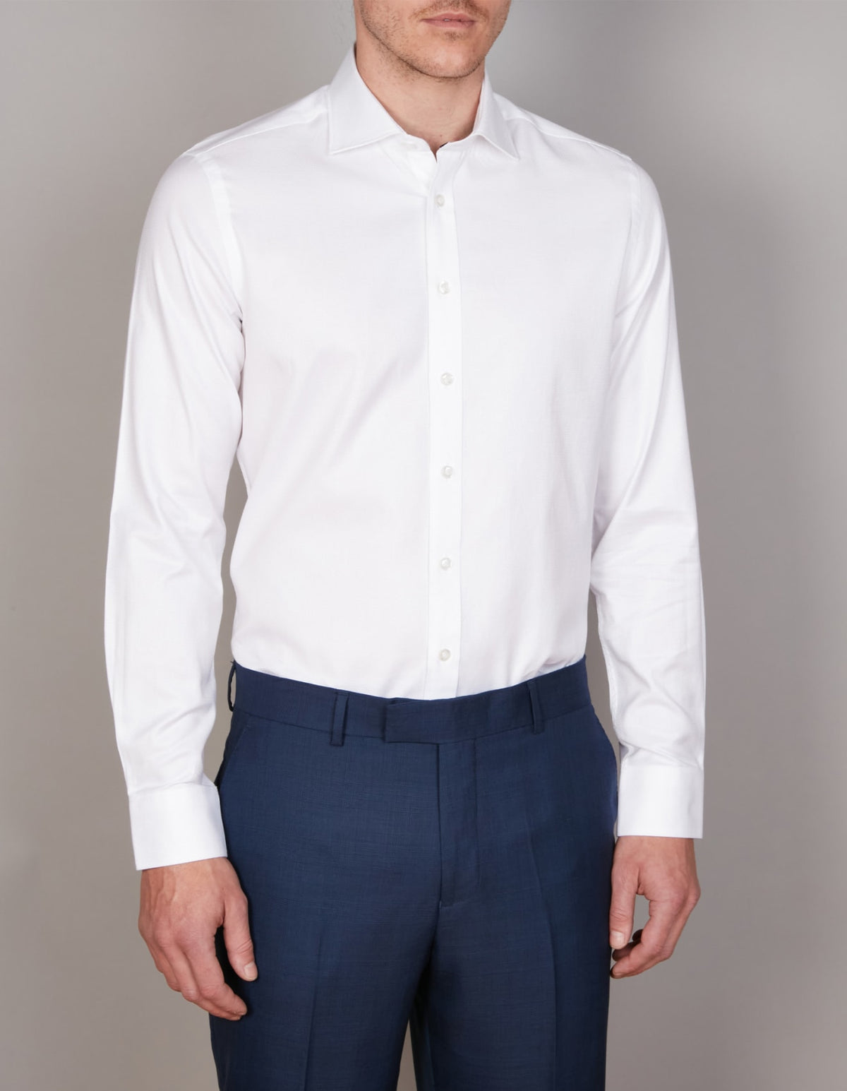 Abelard - Long Sleeve Business Shirt - Textured - White