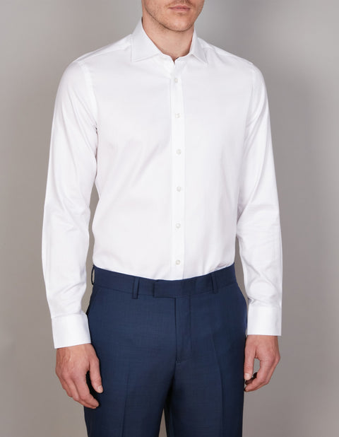 Abelard - Long Sleeve Business Shirt - Textured - White