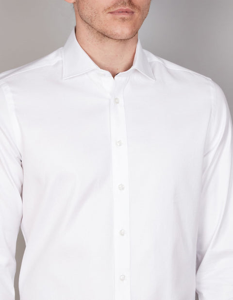 Abelard - Long Sleeve Business Shirt - Textured - White