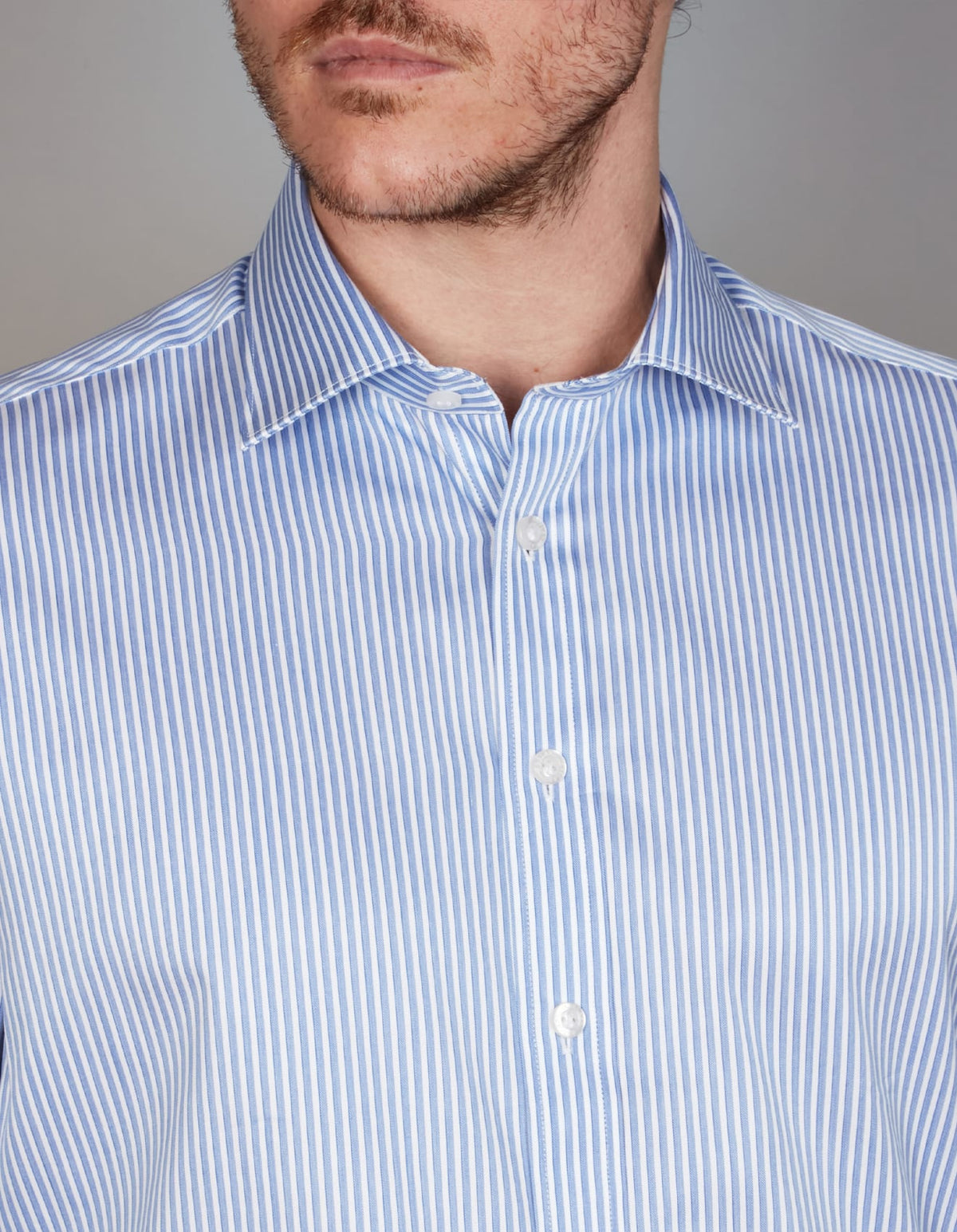 Abelard - Long Sleeve Business Shirt - Stripe - Royal Blue & White