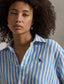 Polo Ralph Lauren - Wide-Cropped, Relaxed Fit Linen Shirt - Stripe - Blue & White