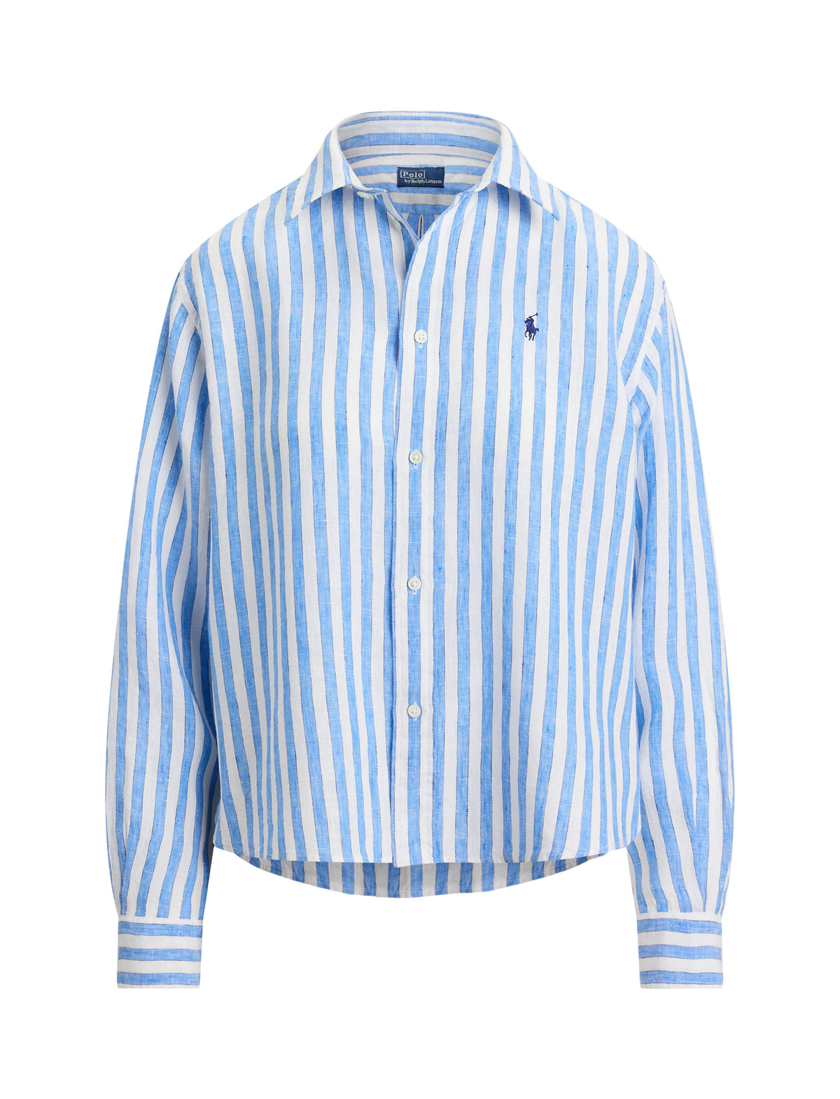 Polo Ralph Lauren - Wide-Cropped, Relaxed Fit Linen Shirt - Stripe - Blue & White