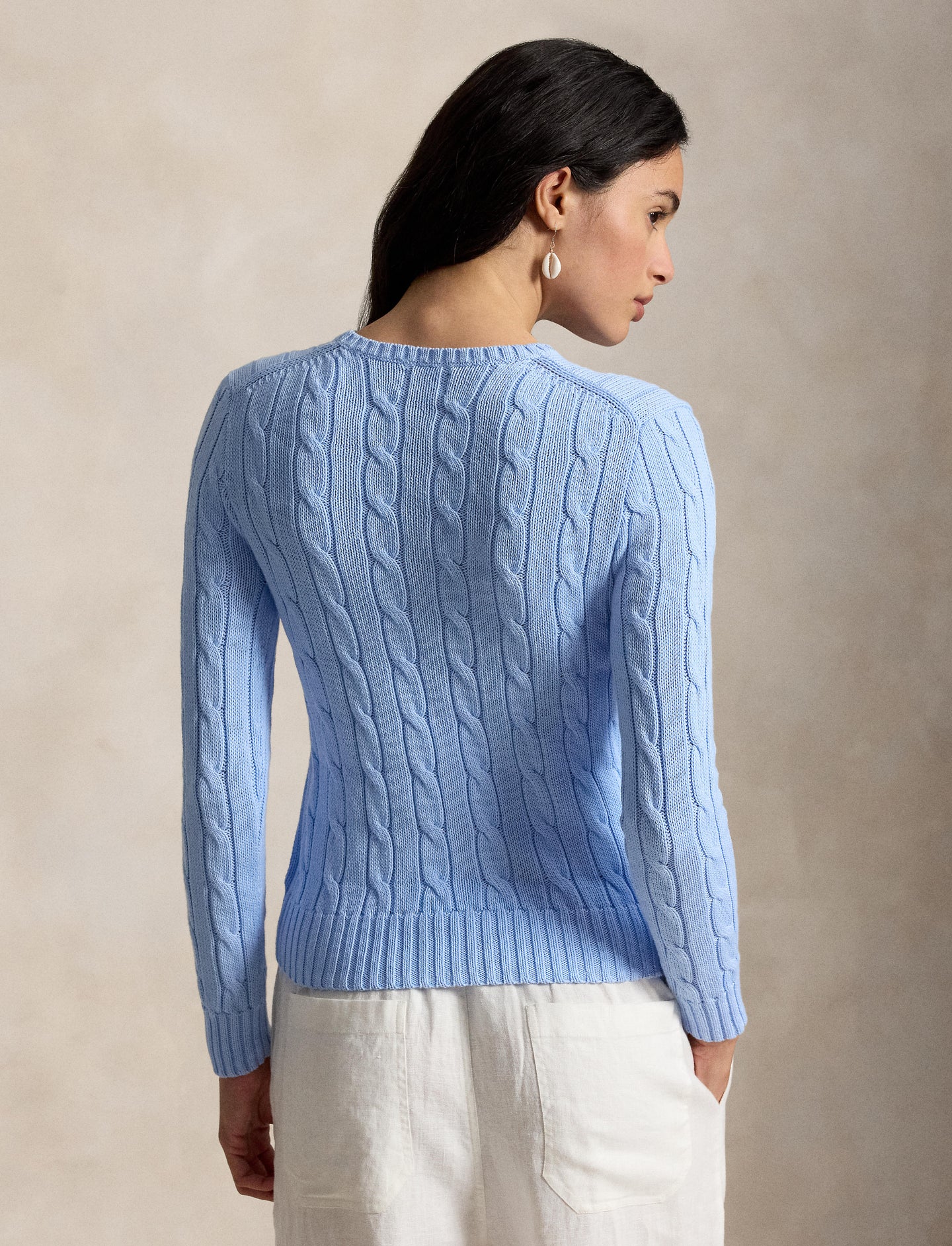Polo Ralph Lauren - Cable-Knit Cotton Crewneck Jumper - Baby Blue