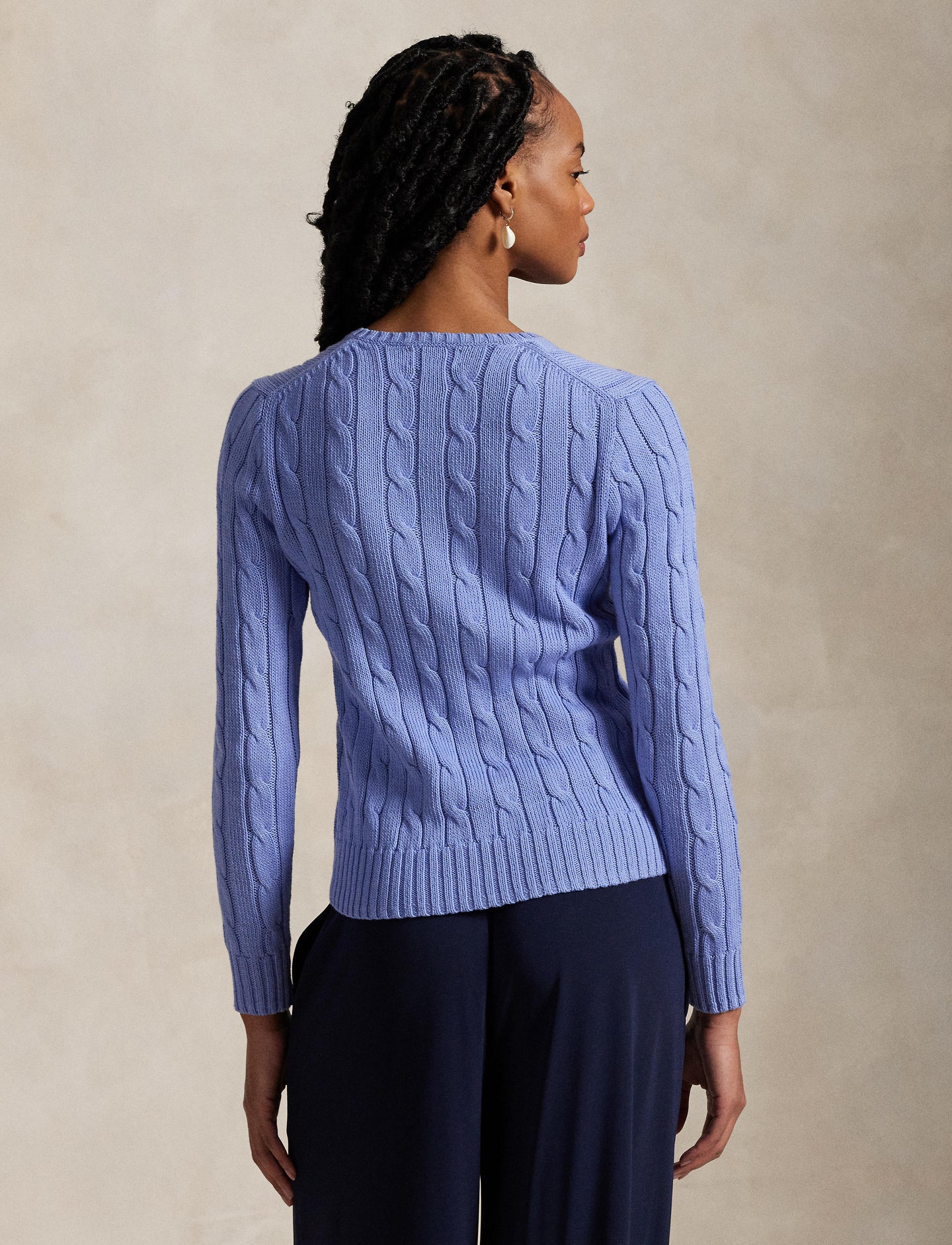 Polo Ralph Lauren - Cable Knit Cotton V-Neck Jumper - Litchfield Blue