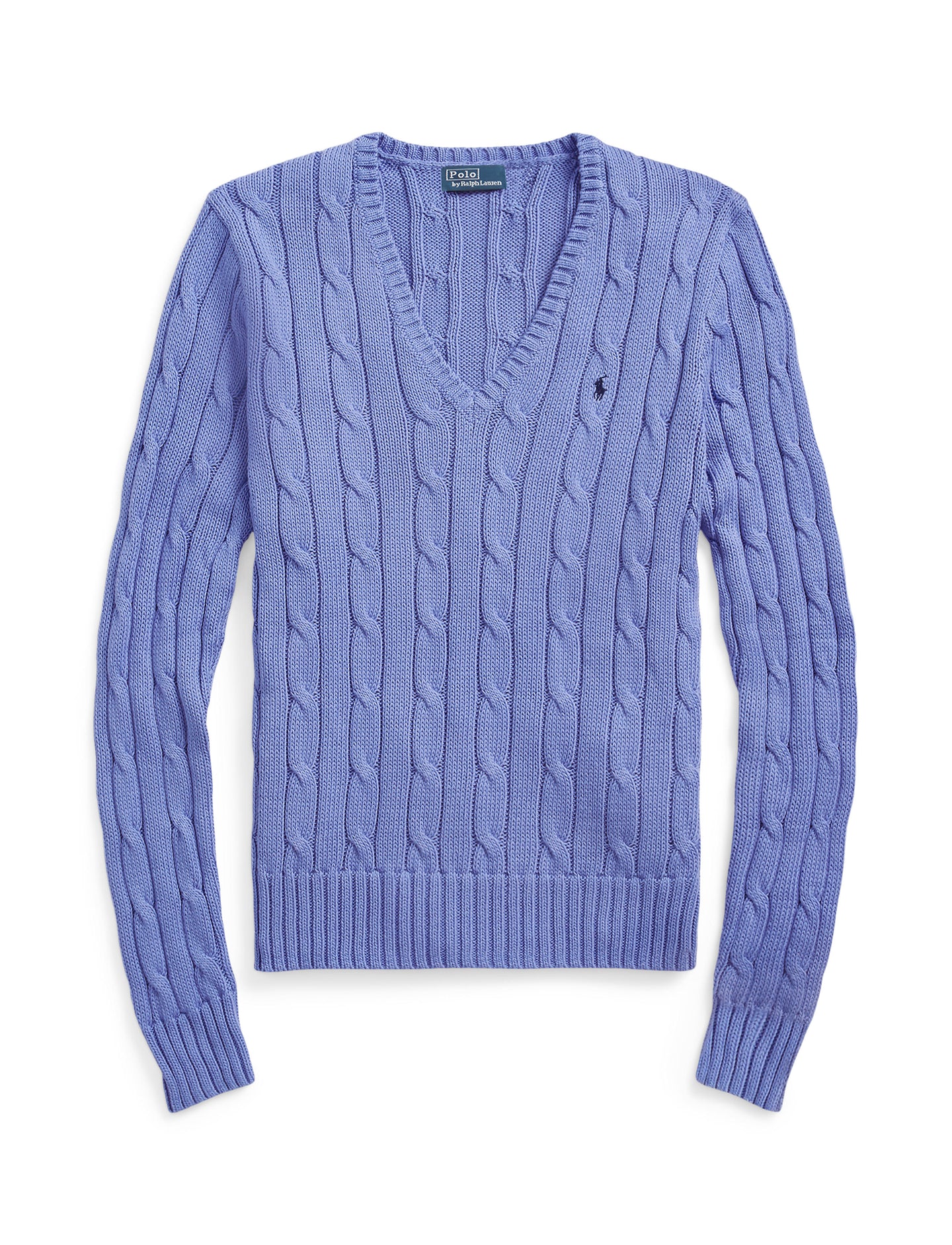 Polo Ralph Lauren - Cable Knit Cotton V-Neck Jumper - Litchfield Blue