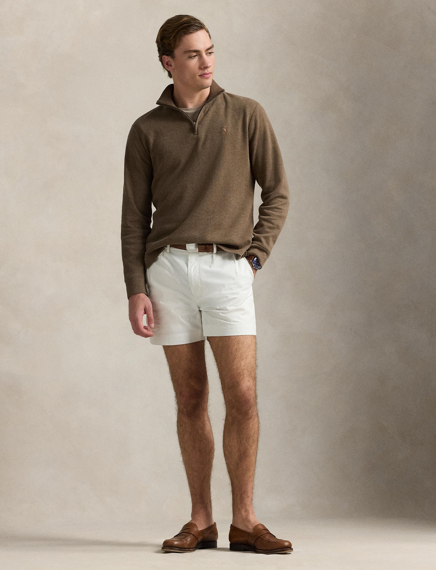 Polo Ralph Lauren - Premium Estate-Rib Knit Quarter Zip Jumper - Chestnut