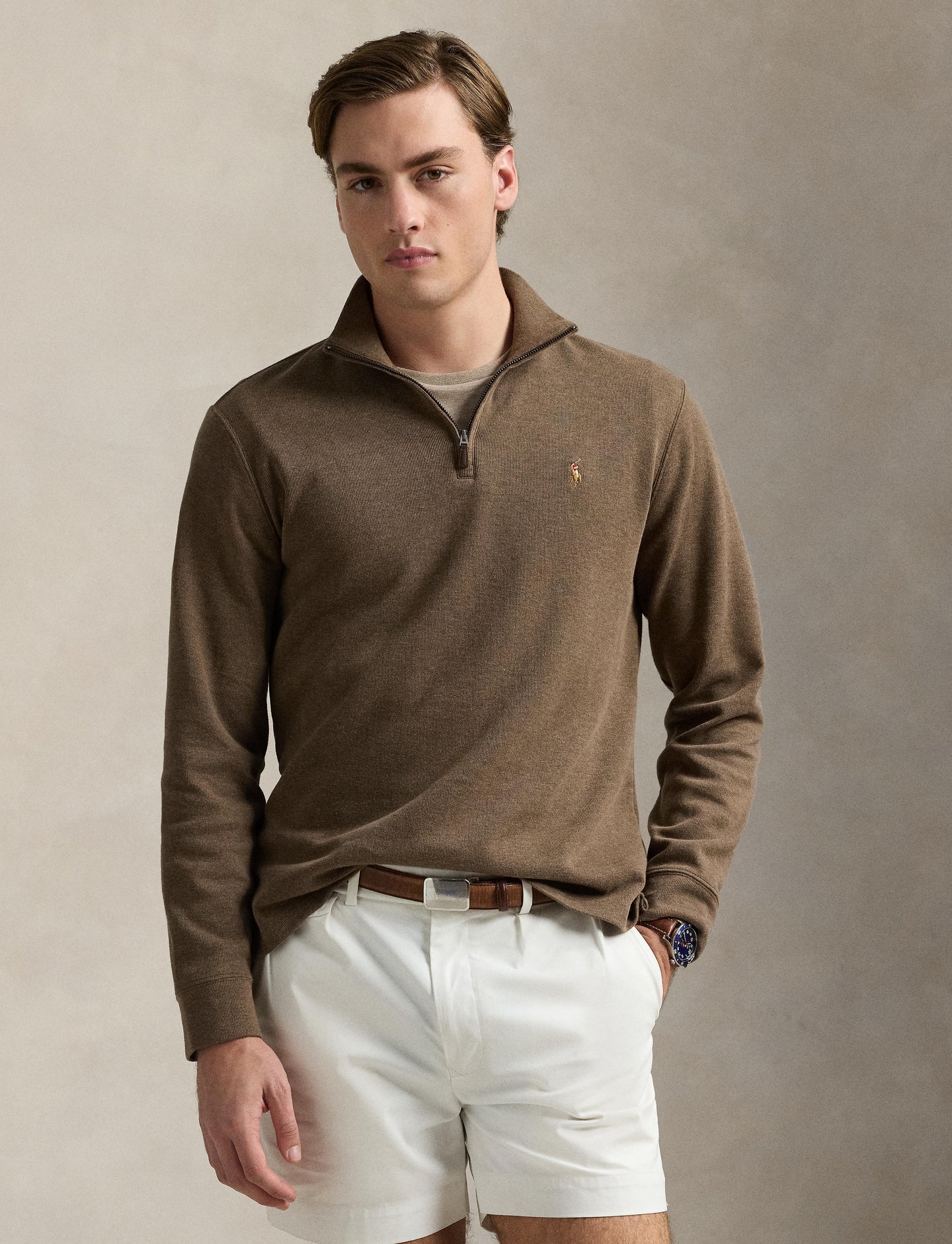 Polo Ralph Lauren - Premium Estate-Rib Knit Quarter Zip Jumper - Chestnut