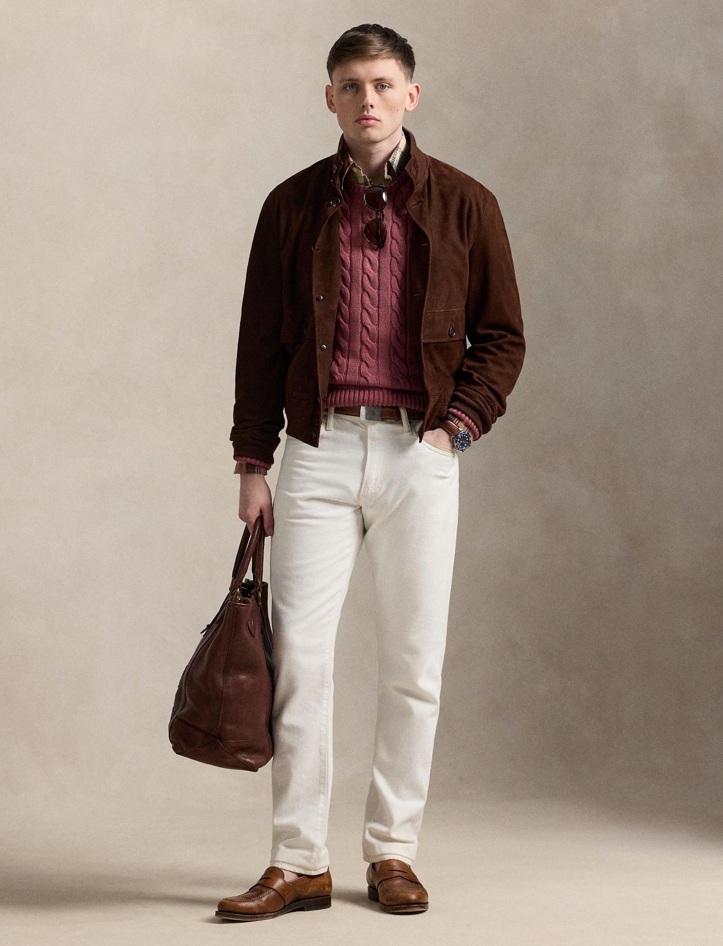 Polo Ralph Lauren - Cotton Cable Knit Crewneck Jumper - Prune Juice