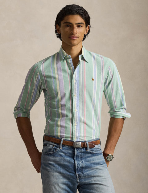 Polo Ralph Lauren - Custom Fit Striped Oxford Shirt - Multi - Green/Purple