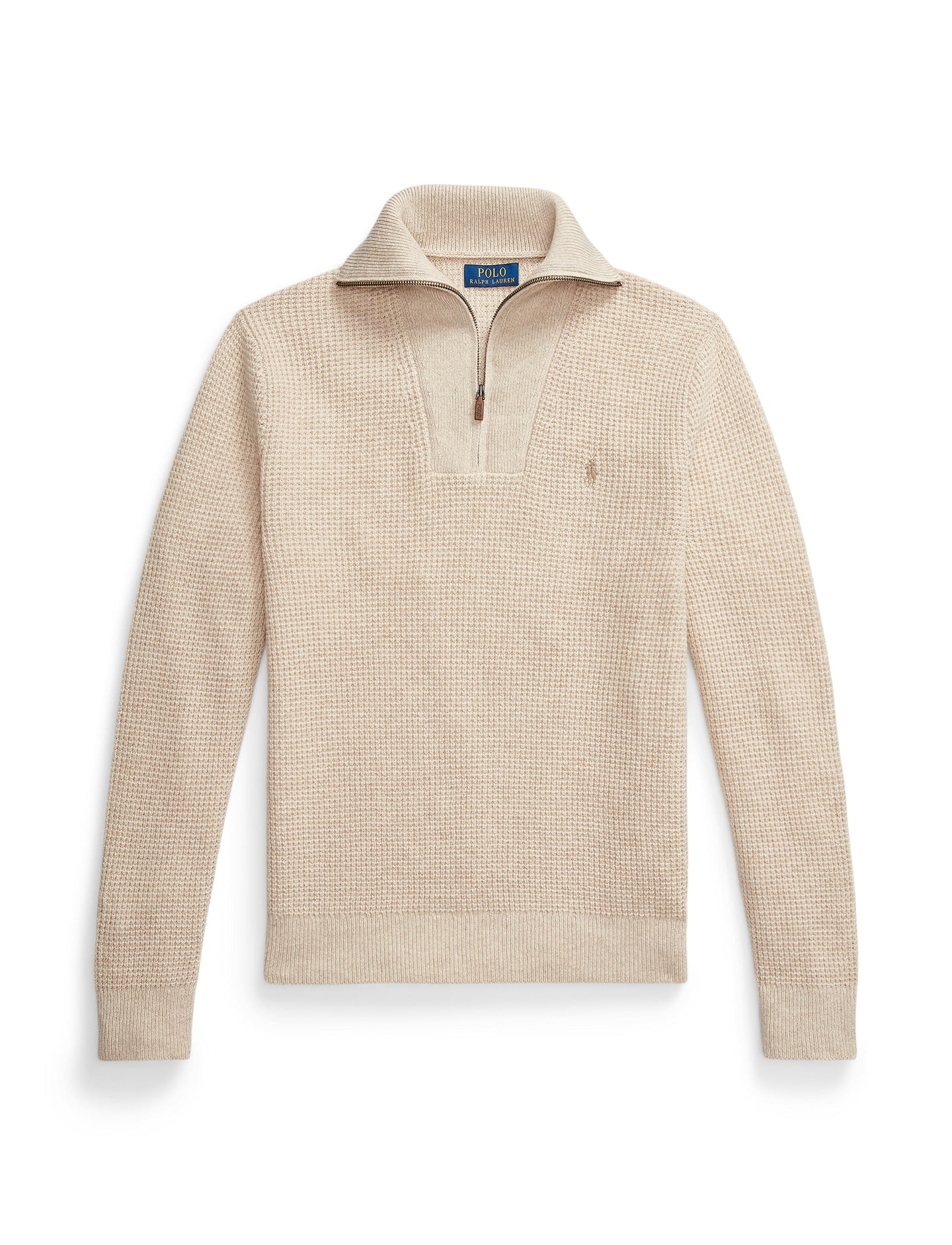 Polo Ralph Lauren - Waffle Knit Wool-Cotton Quarter Zip Sweater - Natural Cream Heather