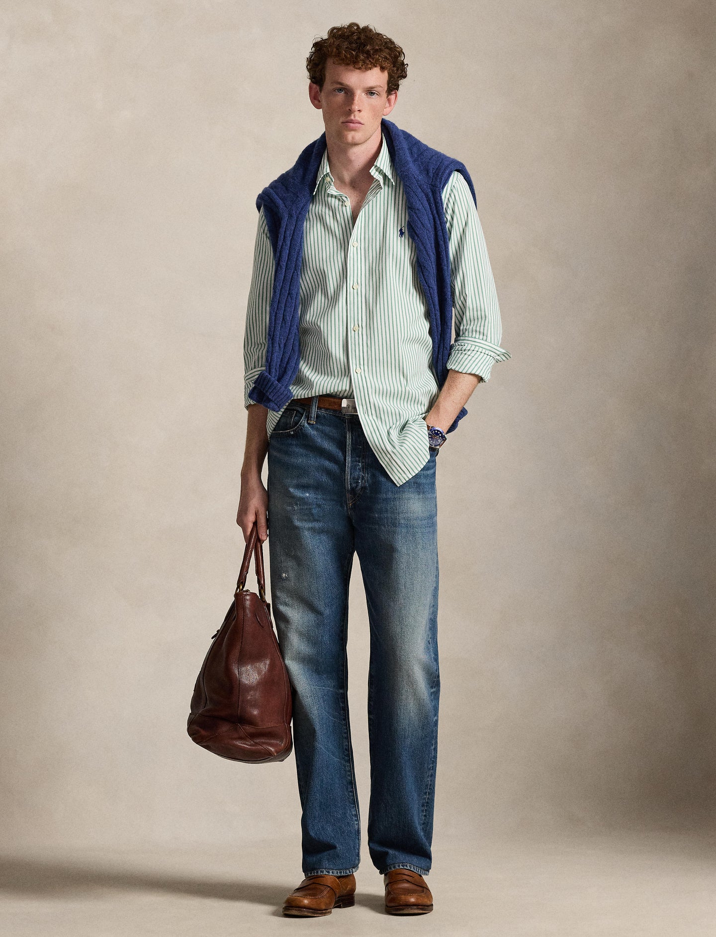 Polo Ralph Lauren - Poplin Shirt - Custom Fit - Stripe - Green/White
