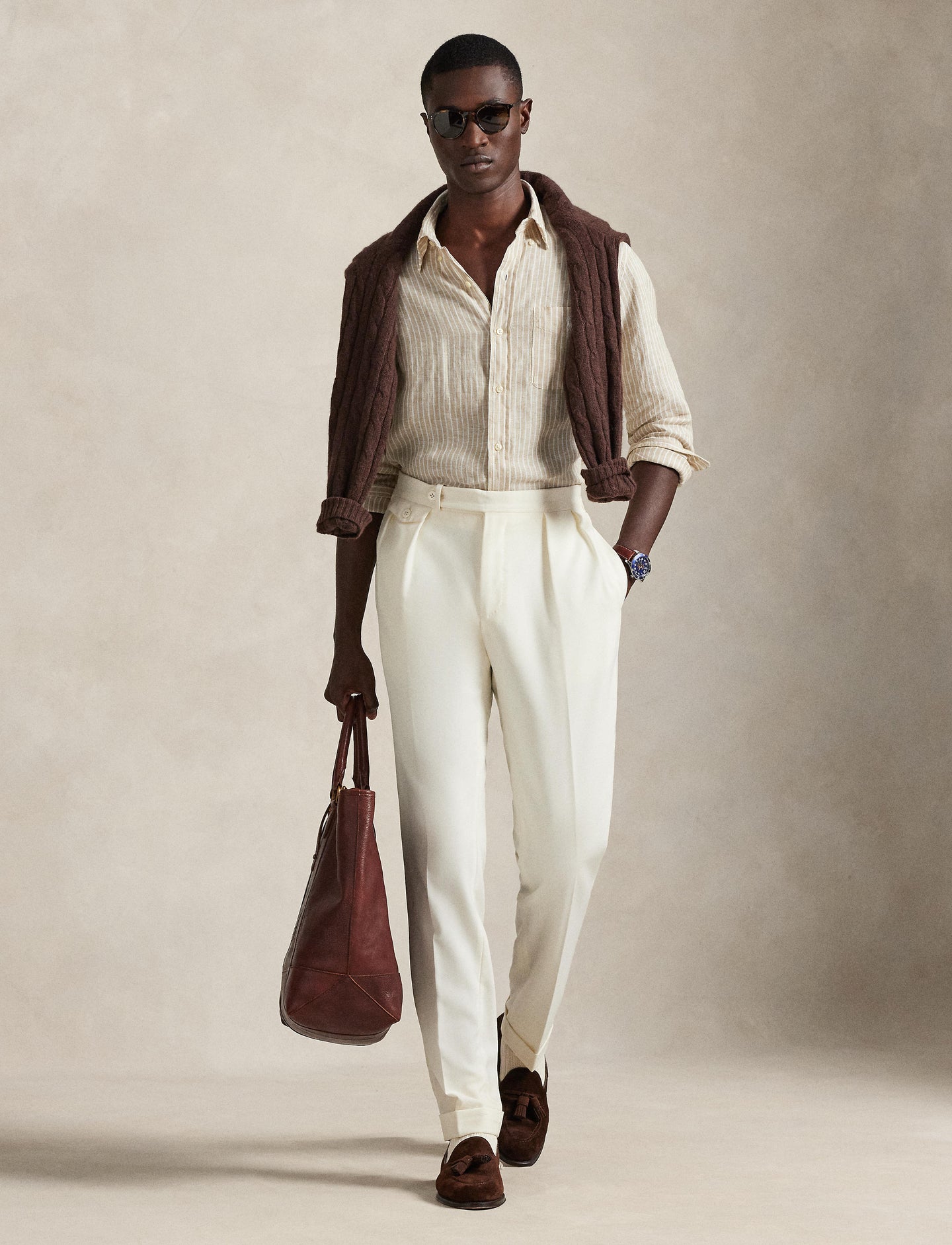 Polo Ralph Lauren - Linen Shirt - Custom Fit - Stripe - Beige/White