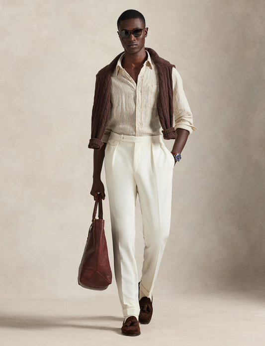 Polo Ralph Lauren - Linen Shirt - Custom Fit - Stripe - Beige/White