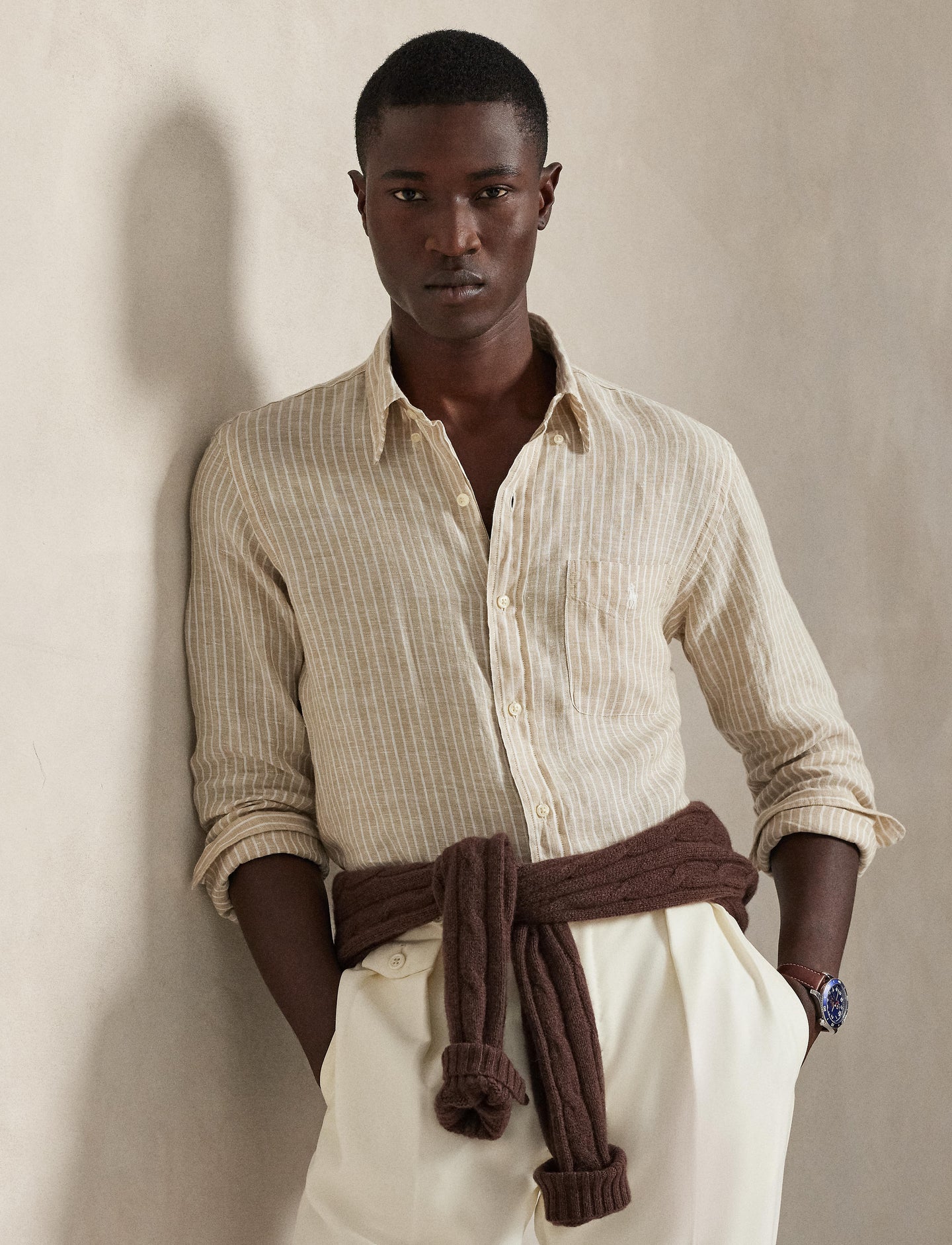 Polo Ralph Lauren - Linen Shirt - Custom Fit - Stripe - Beige/White