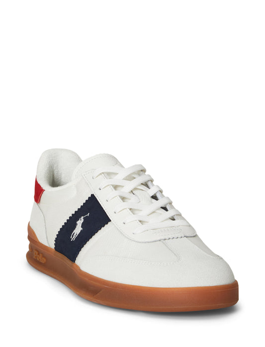 Polo Ralph Lauren - Heritage Aera Suede-Paneled Sneaker - White/Navy/Red