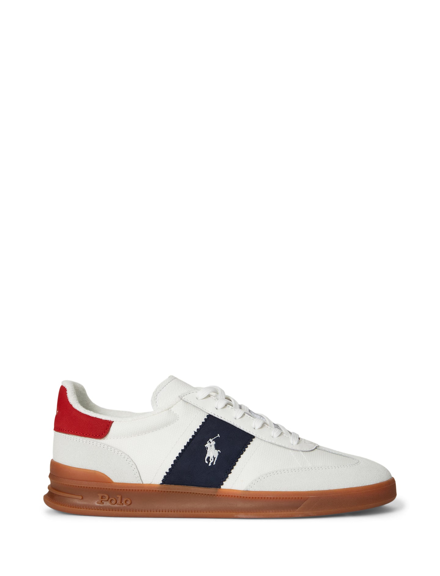 Polo Ralph Lauren - Heritage Aera Suede-Paneled Sneaker - White/Navy/Red