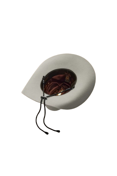 Akubra black leather chinstrap hat accessory with wire ends for secure attachment.