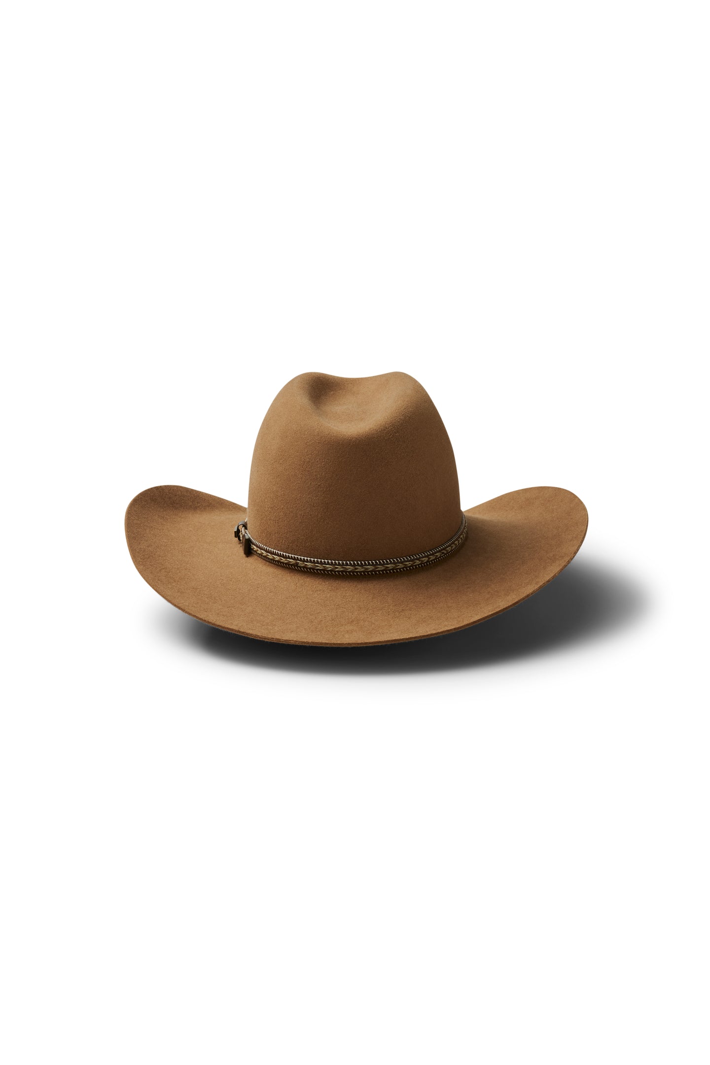 Akubra - Dusty Dawn Hat - Spice displayed on a white background, showcasing its Western-style design and unique band.