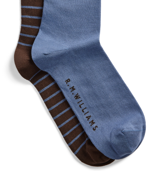 R.M.Williams -  2 Pack Nelson Herringbone sock - Brown Blue