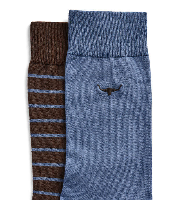 R.M.Williams -  2 Pack Nelson Herringbone sock - Brown Blue