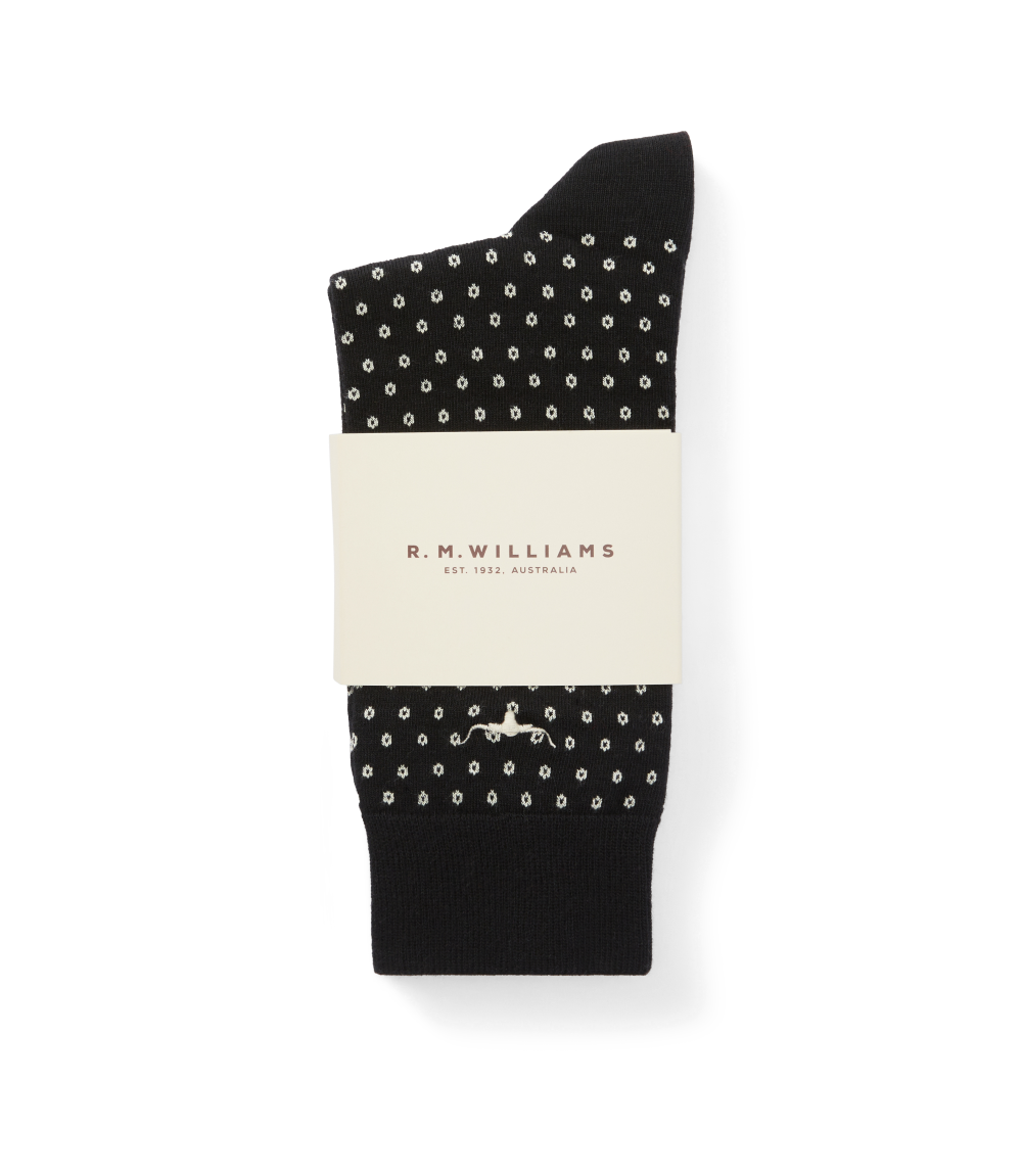 R.M.Williams - Nelson Polka Dot 2 Pack Sock - Black Cream